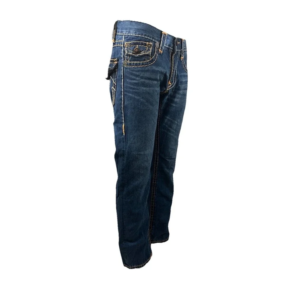 True Religion Joey Super T Mens 32x32 Made in USA Blue Straight Slim-Flare Y2K